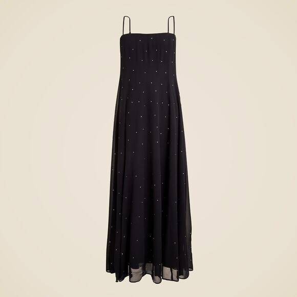 J.Crew Embellished Slip Gown Black Maxi Long Dress Formal Evening US 14 NWT - Picture 4 of 14
